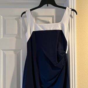 Kenneth Cole Navy and White Midi Dress